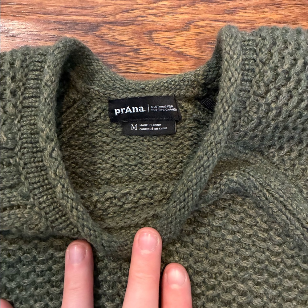 Prana Olive Green Textured Crewneck Sweater - Picture 2 of 4